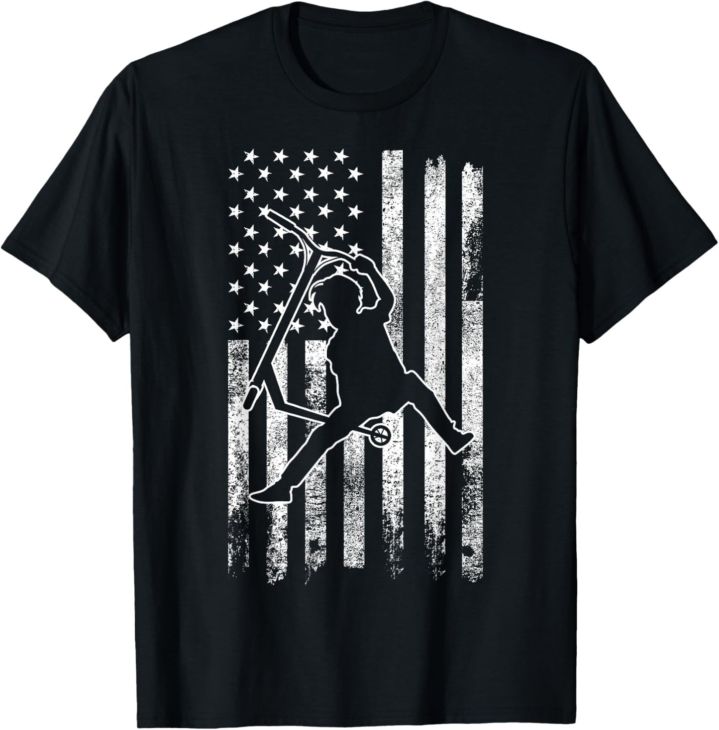 Scooter Stunt US Flag Retro Scooter Boys Kids T-Shirt - T-Shirt | Black