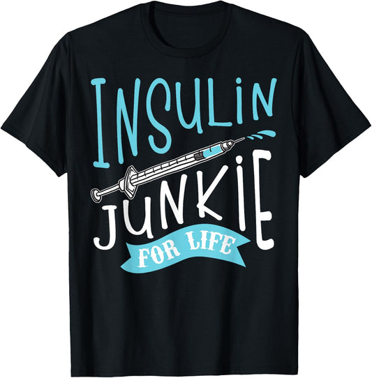 Cool Insulin Junkie Funny Diabetes Awareness Gift Men Women T-Shirt - T-Shirt | Black