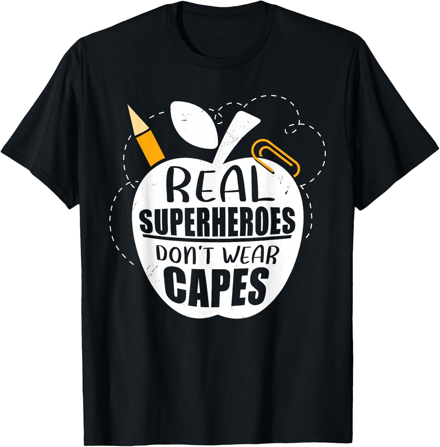 Real Superheroes wear no Capes. Teacher Design Teach T-Shirt - T-Shirt | Black