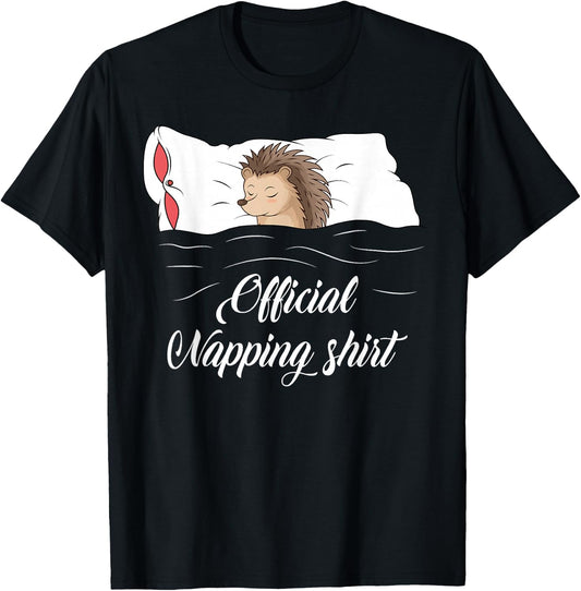 Sleeping Hedgehog Lover Pyjamas Official Napping T-Shirt - T-Shirt | Black