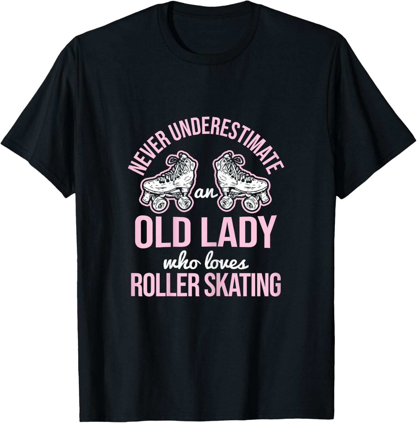 Old Lady Loves Roller Derby Roller Skating Roller Skate T-Shirt - T-Shirt | Black