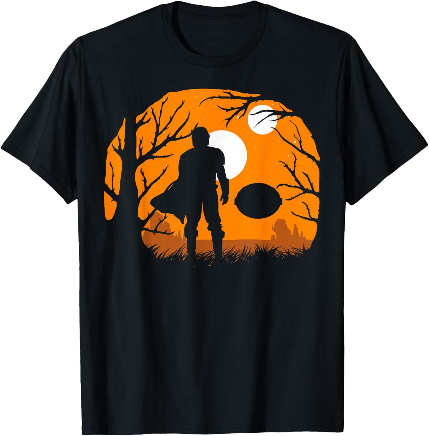 Star Wars The Mandalorian Halloween Moons Silhouette T-Shirt - T-Shirt | Black