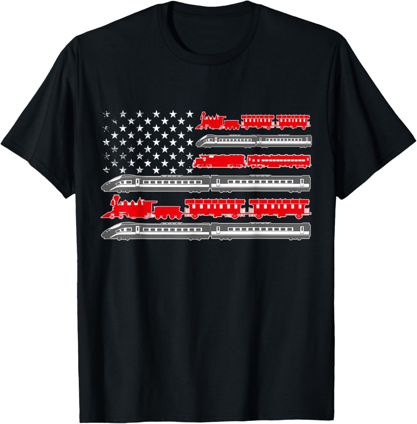 Train Railroad Dad Engine Conductor Fathers Day Model Trains T-Shirt - T-Shirt | Black