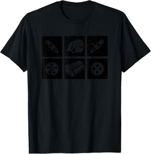 Car Mechanic Engine Symbols Auto Parts T-Shirt - T-Shirt | Black