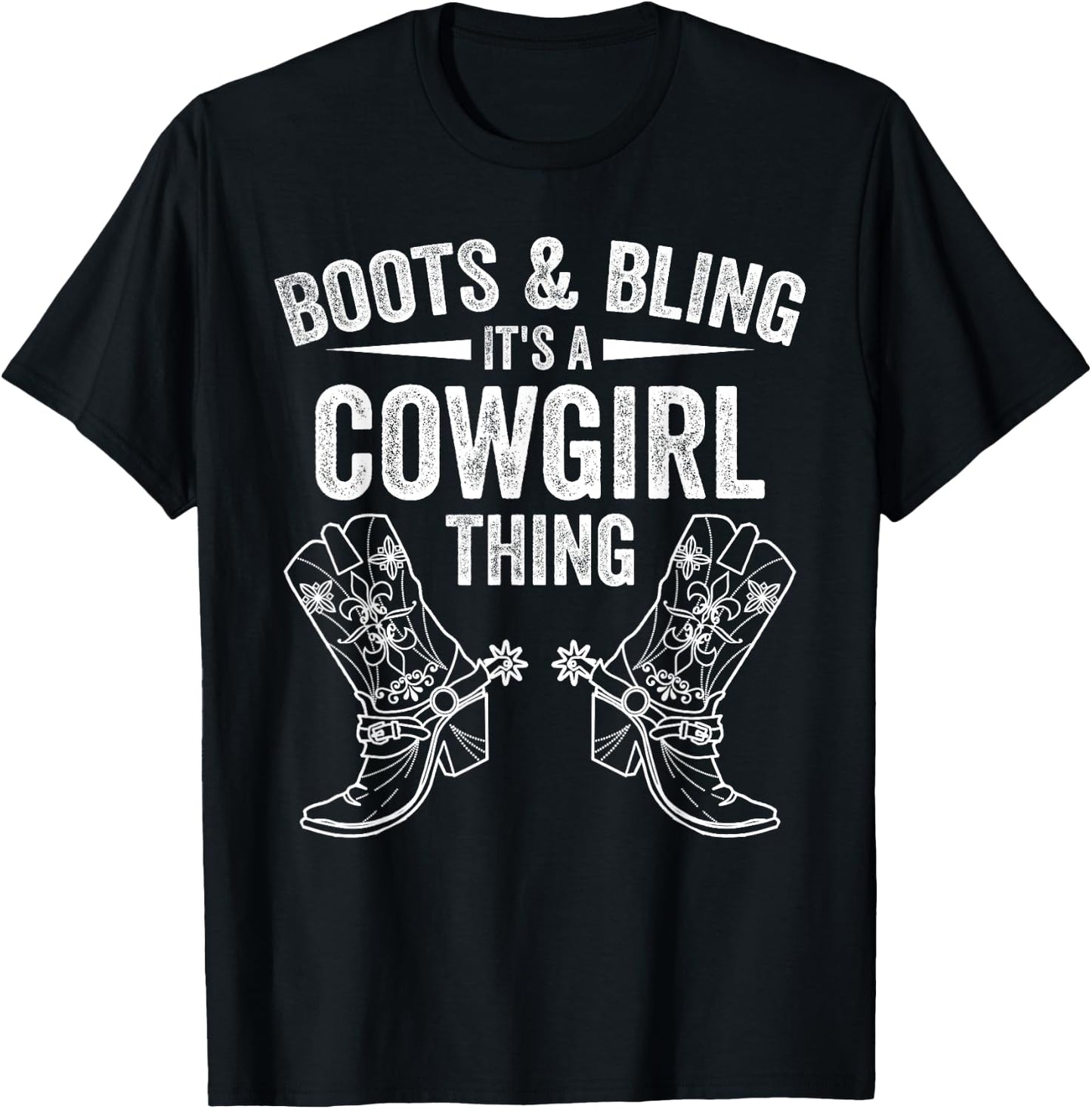 Funny Cowgirl Boots Bling Women Gift Cute Love Country Life T-Shirt - T-Shirt | Black