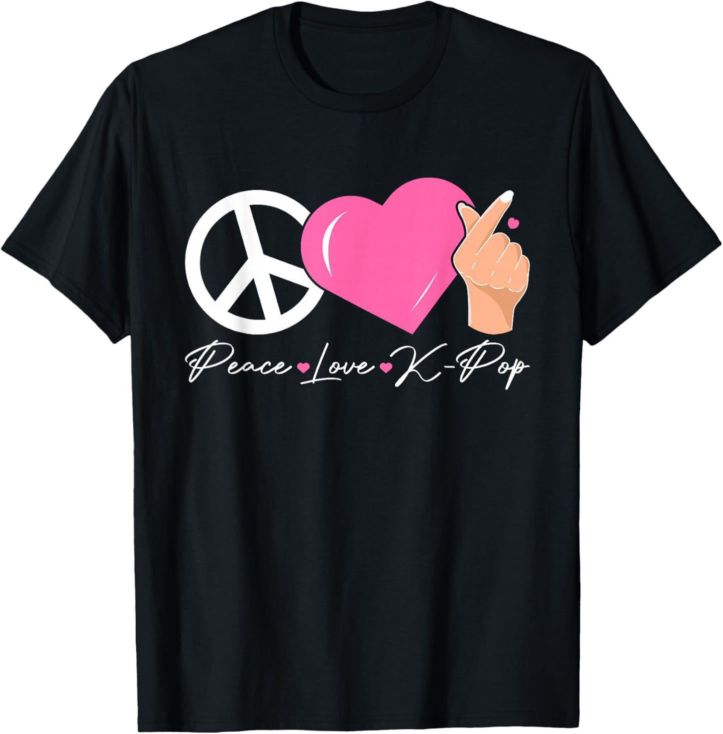 Peace Love K-pop Cute Kpop Music Anime Lover T-Shirt - T-Shirt | Black