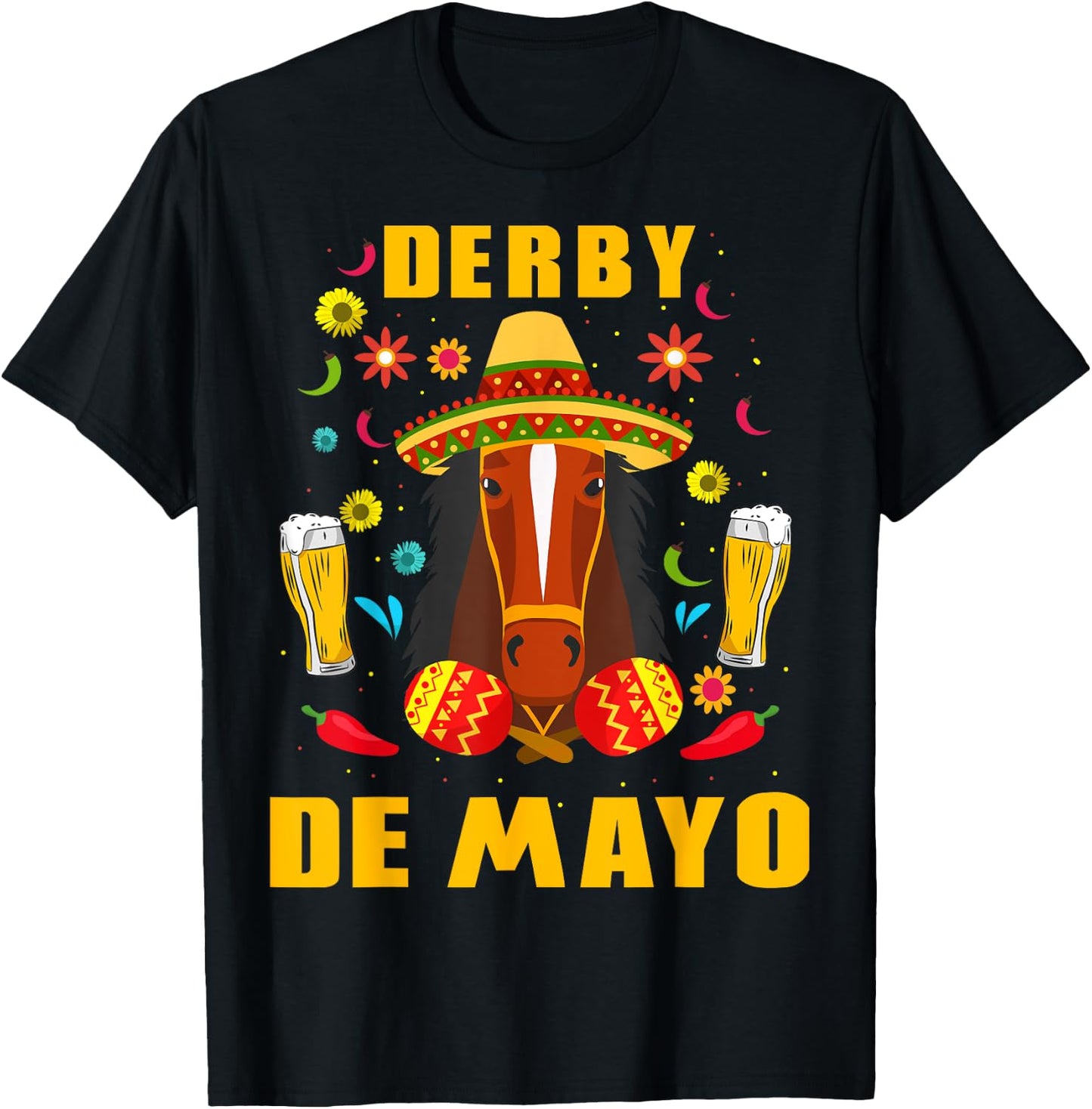 Derby De Mayo Party Lets Fiesta Horse Race T-Shirt - T-Shirt | Black