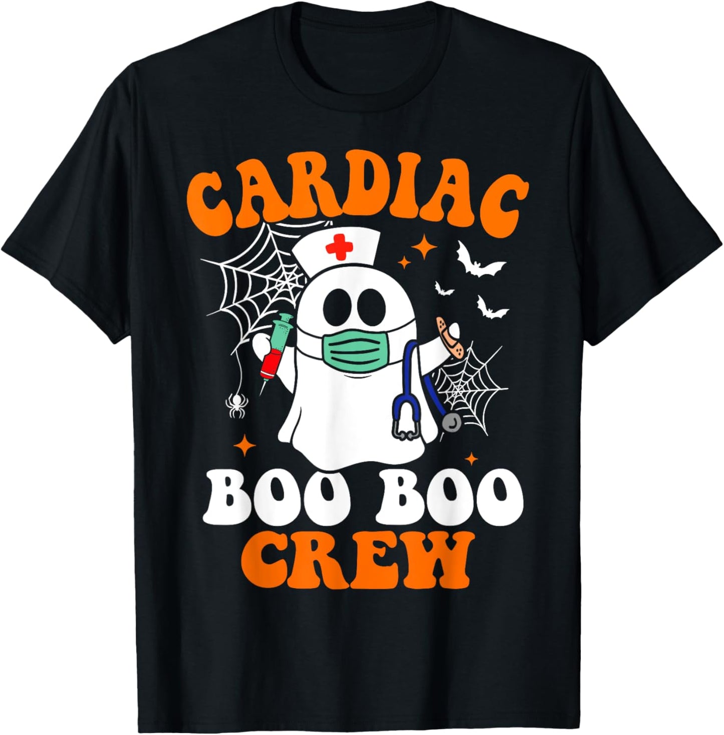 Cardiac Boo Crew Cardiology Nurse Halloween T-Shirt - T-Shirt | Black