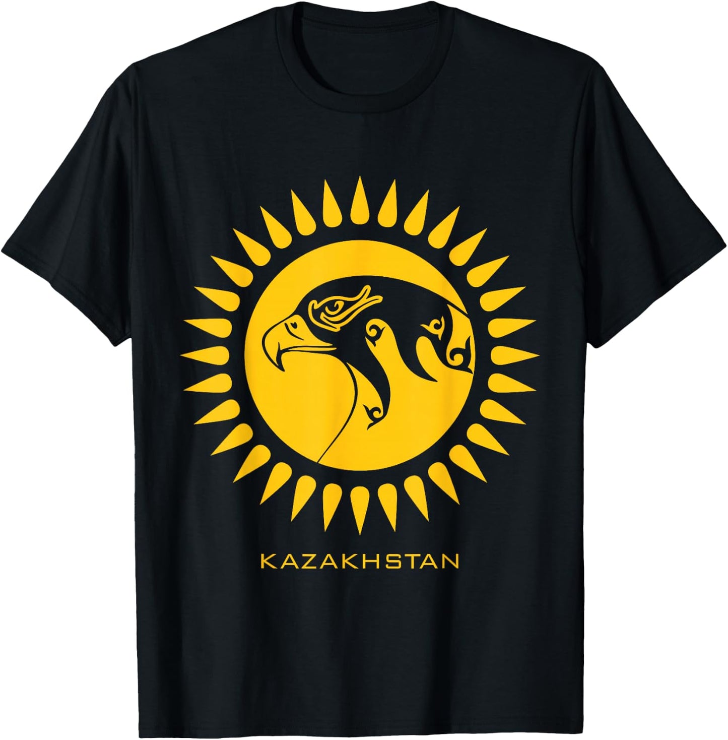 Republic of Kazakhstan Qazaqstan Kazakhian Flag T-Shirt - T-Shirt | Black
