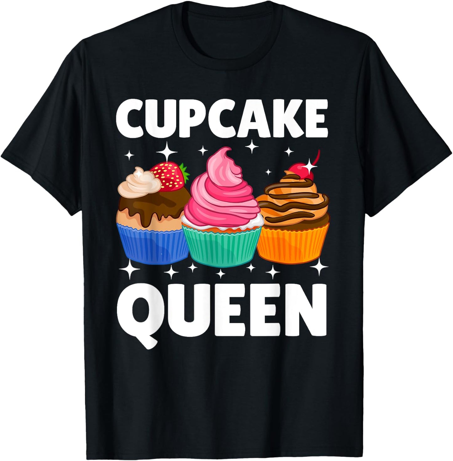 Funny Cupcake Queen Design Girls Cupcake Lovers T-Shirt - T-Shirt | Black