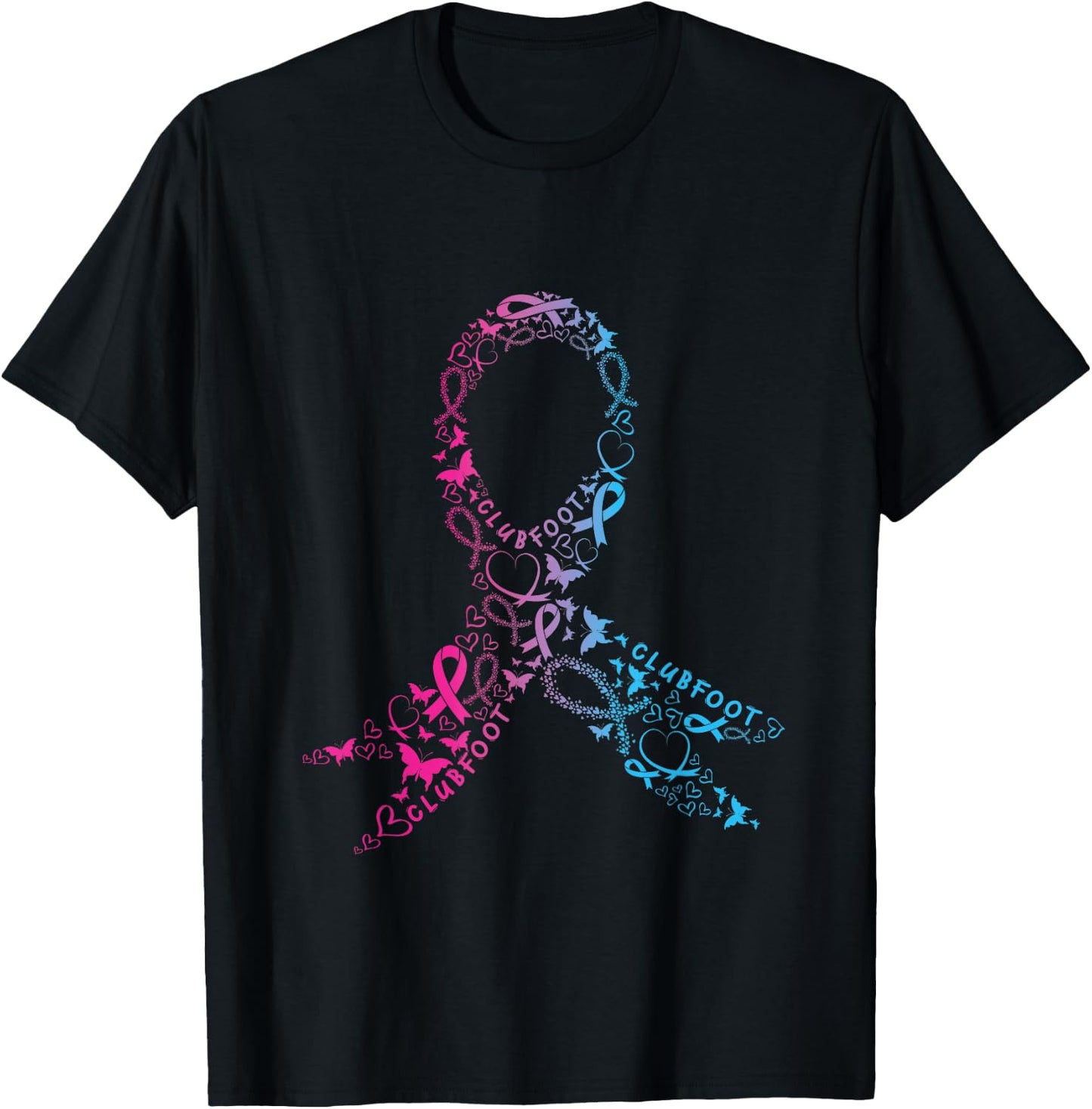 Clumpfoot Band Support Pink Blue Fighter Awareness T-Shirt - T-Shirt | Black