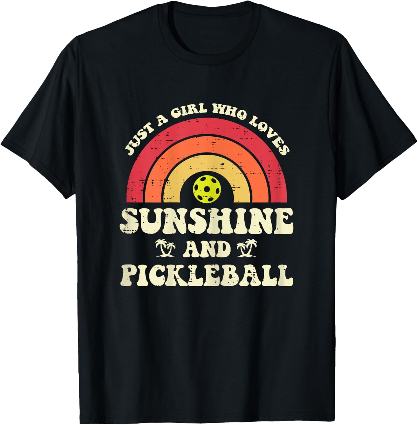 Girl Who Loves Sunshine Pickleball Pickle Ball Women Kids T-Shirt - T-Shirt | Black