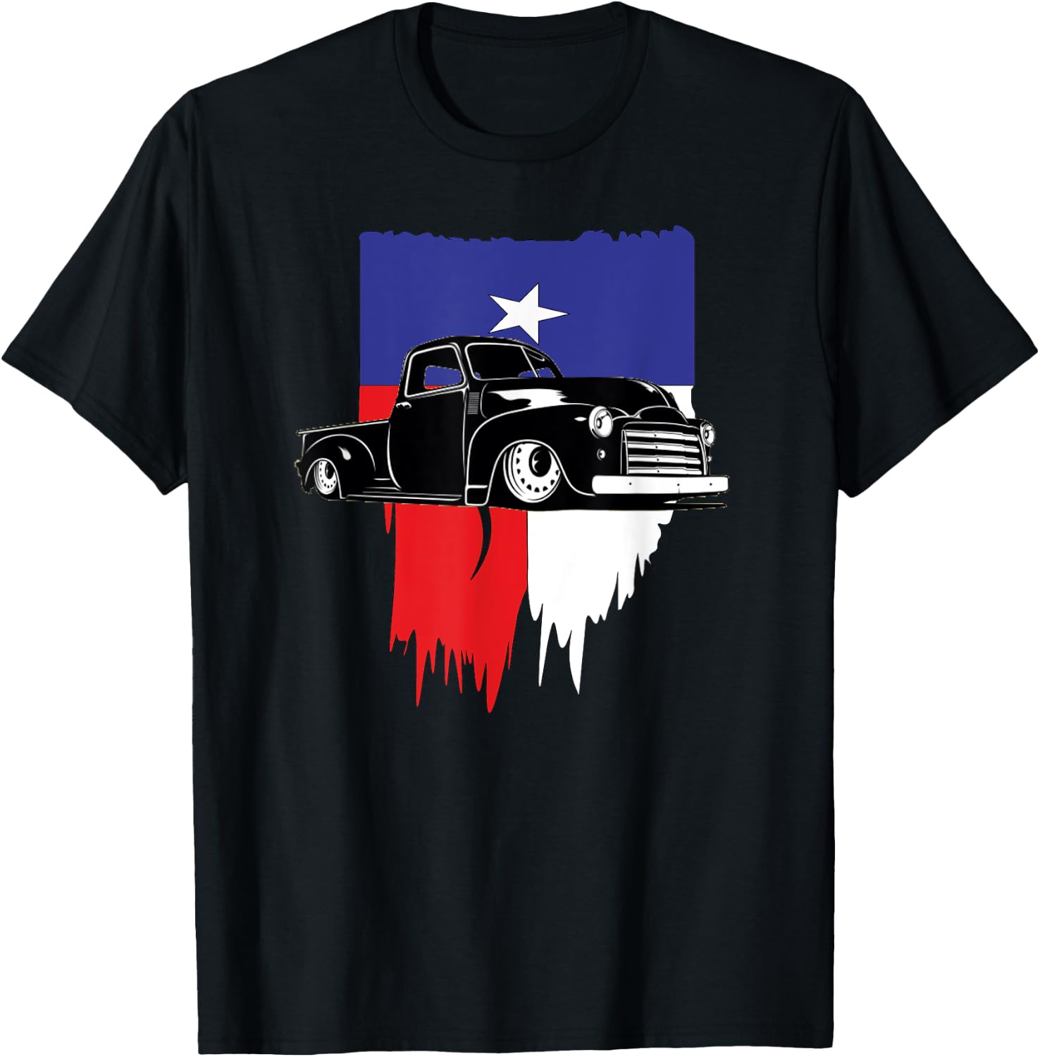 Vintage Hot Rod Truck American Flag. Texas Lowrider T-Shirt - T-Shirt | Black