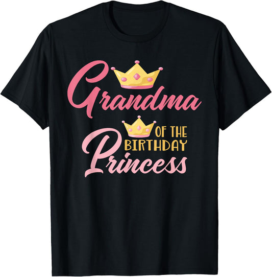 Grandma of The Birthday Princess Themed Family Girl Birthday T-Shirt - T-Shirt | Black
