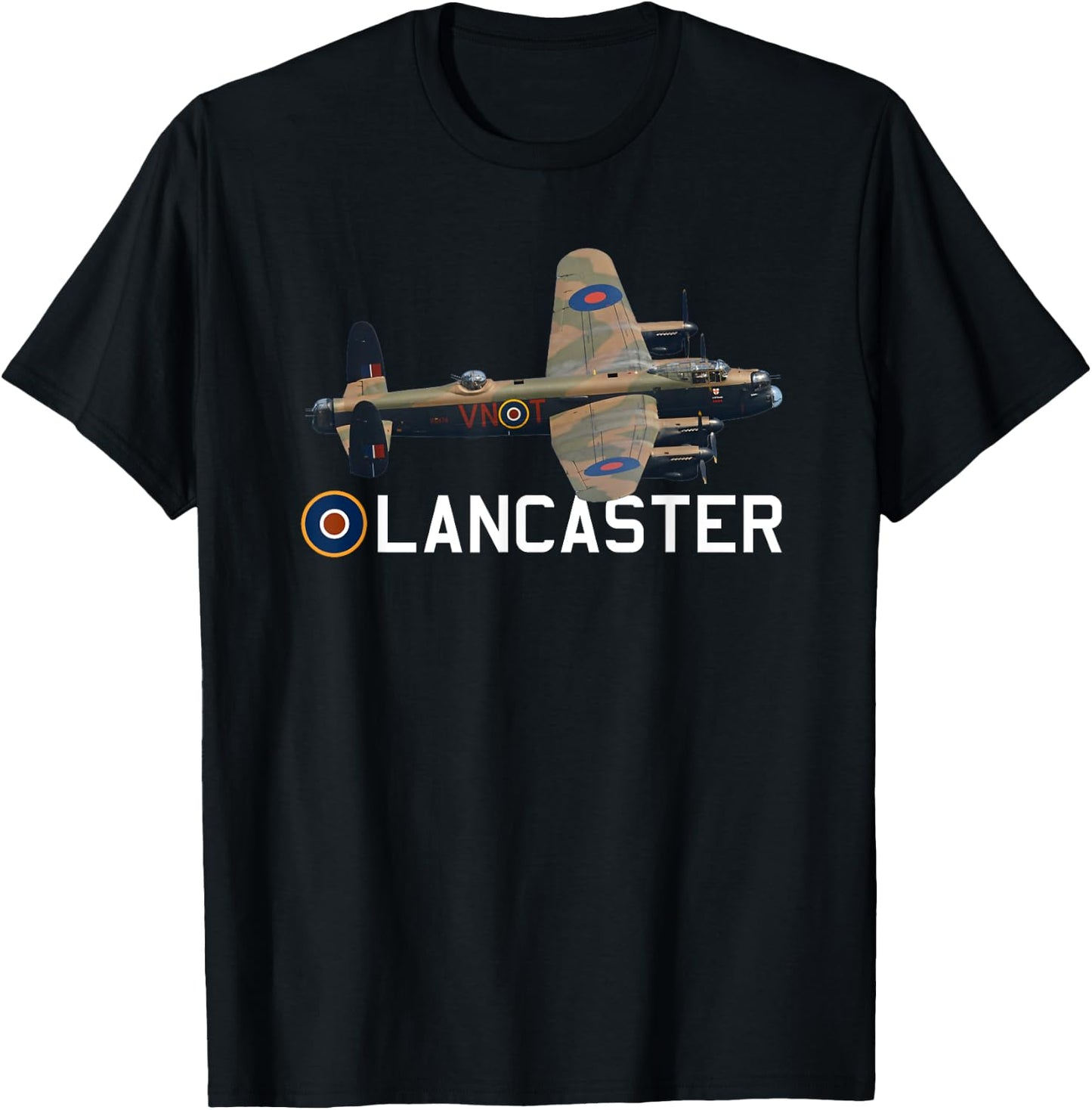 Avro Lancaster Bomber RAF WW2 Aeroplane Aircraft Plane T-Shirt - T-Shirt | Black