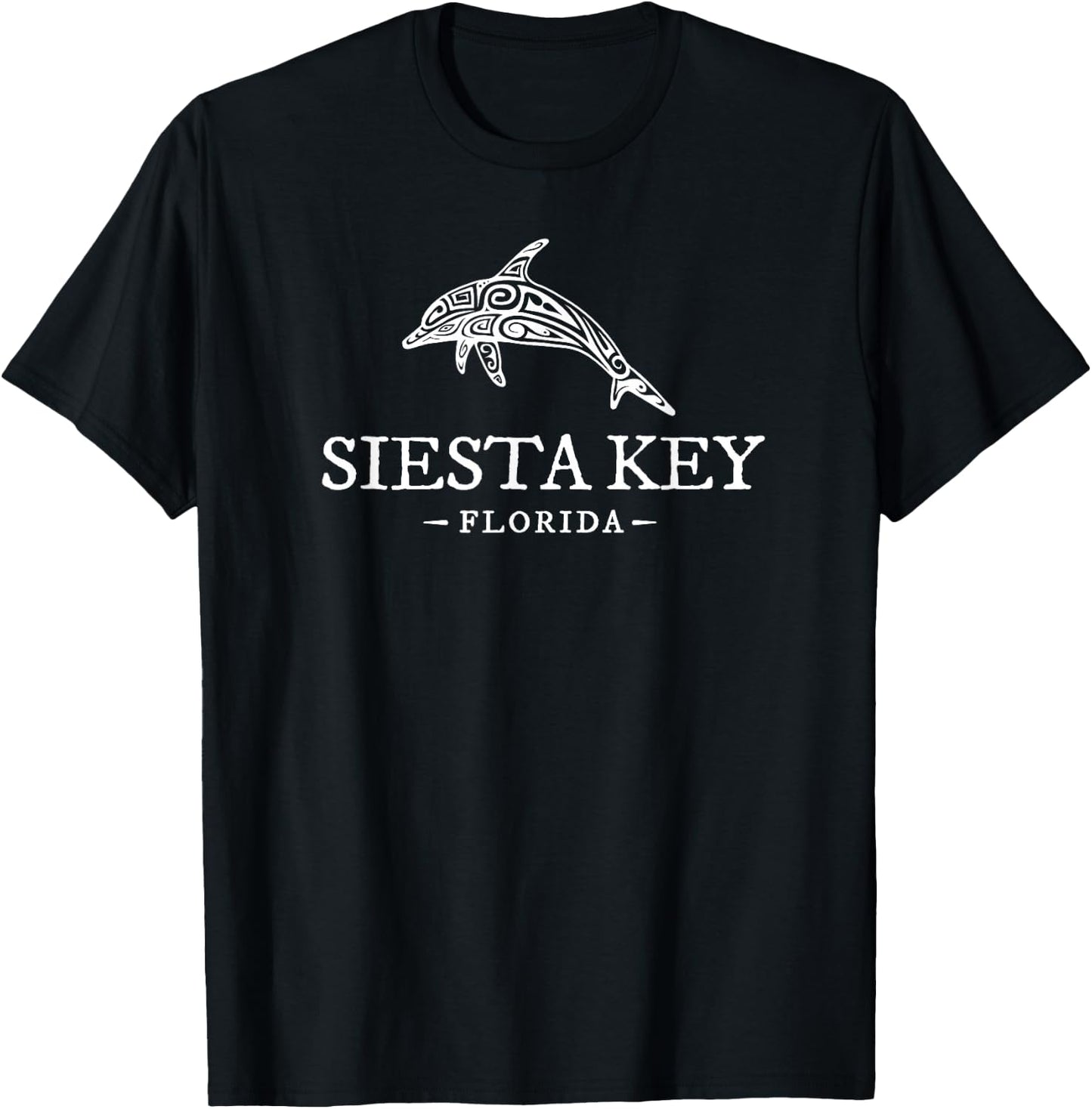 Siesta Key Florida Dolphin Vacation Souvenir T-Shirt - T-Shirt | Black