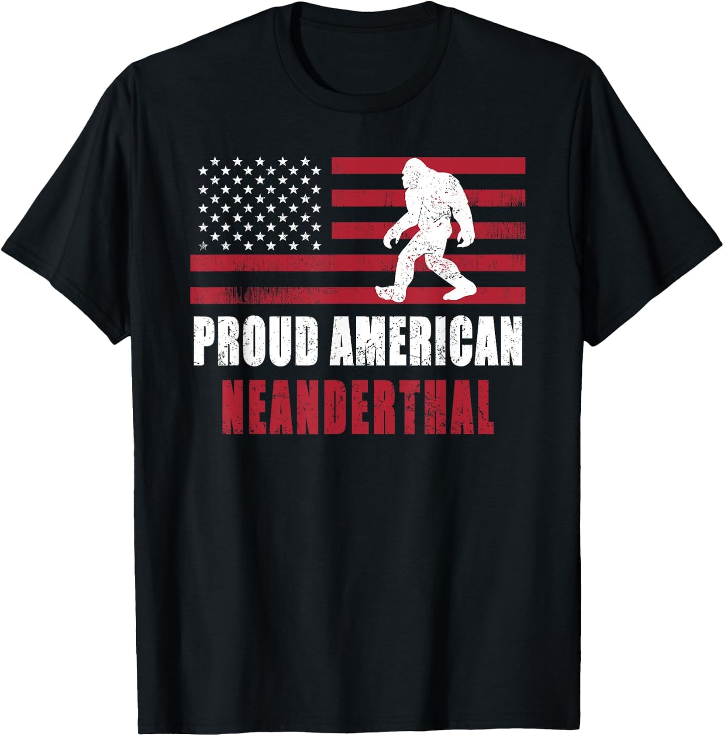 American Neanderthal vintage Flag for Proud Neanderthals T-Shirt - T-Shirt | Black