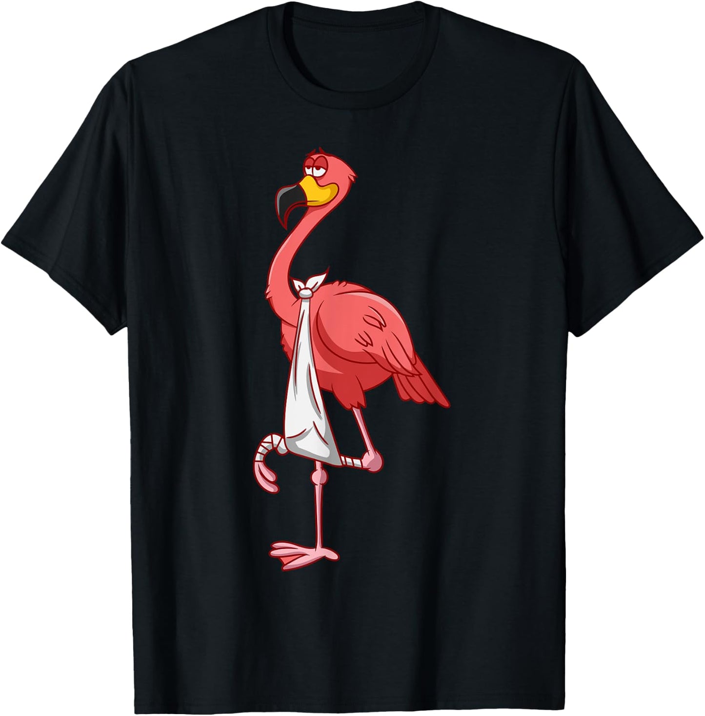 Cool Broken Leg Flamingo | Funny Fractured Shorebird Gift T-Shirt - T-Shirt | Black