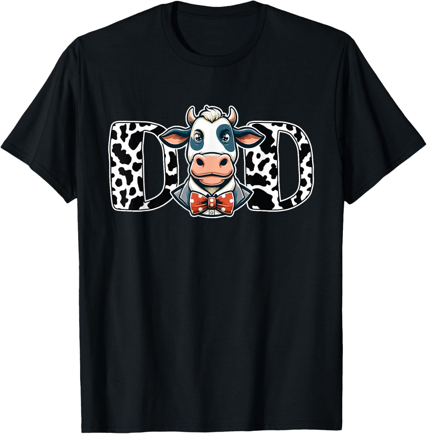 Dad Cow Print Dada Daddy Cow Pattern Father's Day T-Shirt - T-Shirt | Black