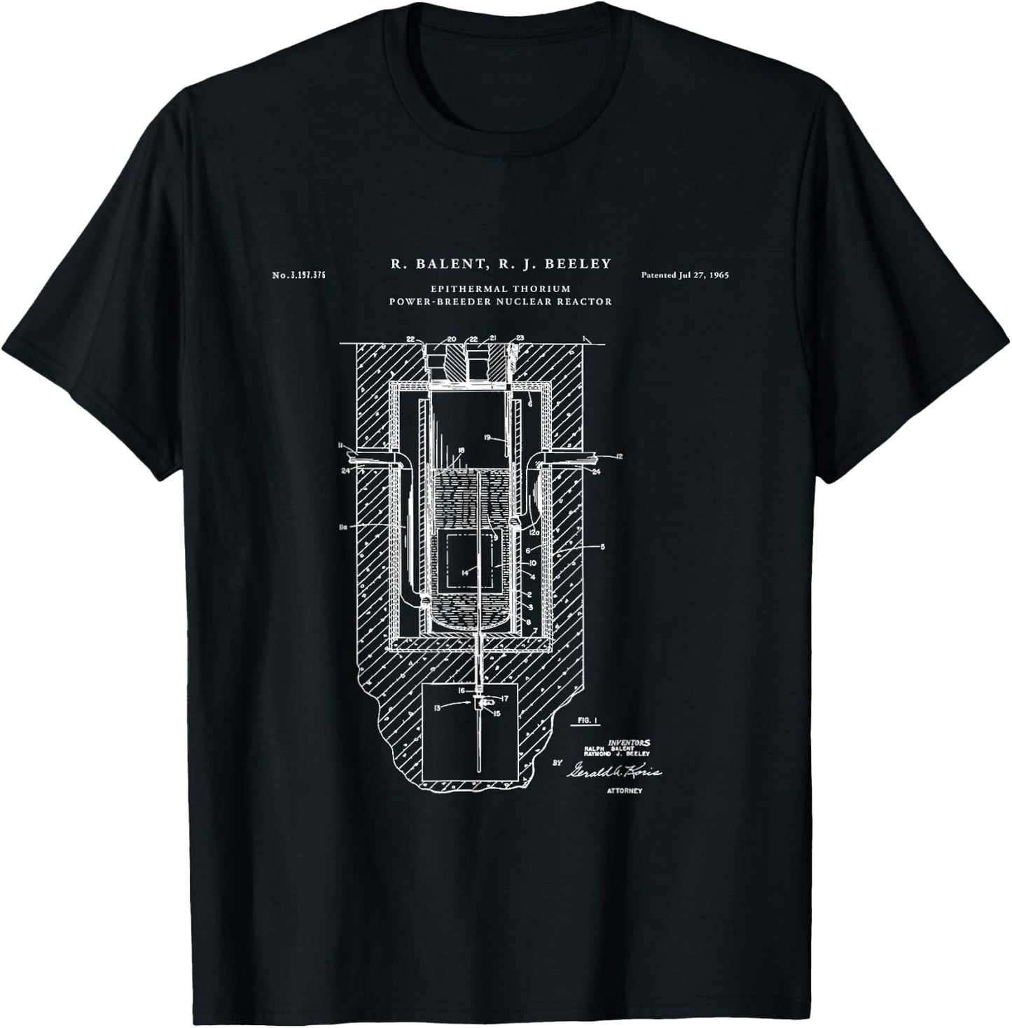 Nuclear Reactor Patent - physics T-Shirt - T-Shirt | Black