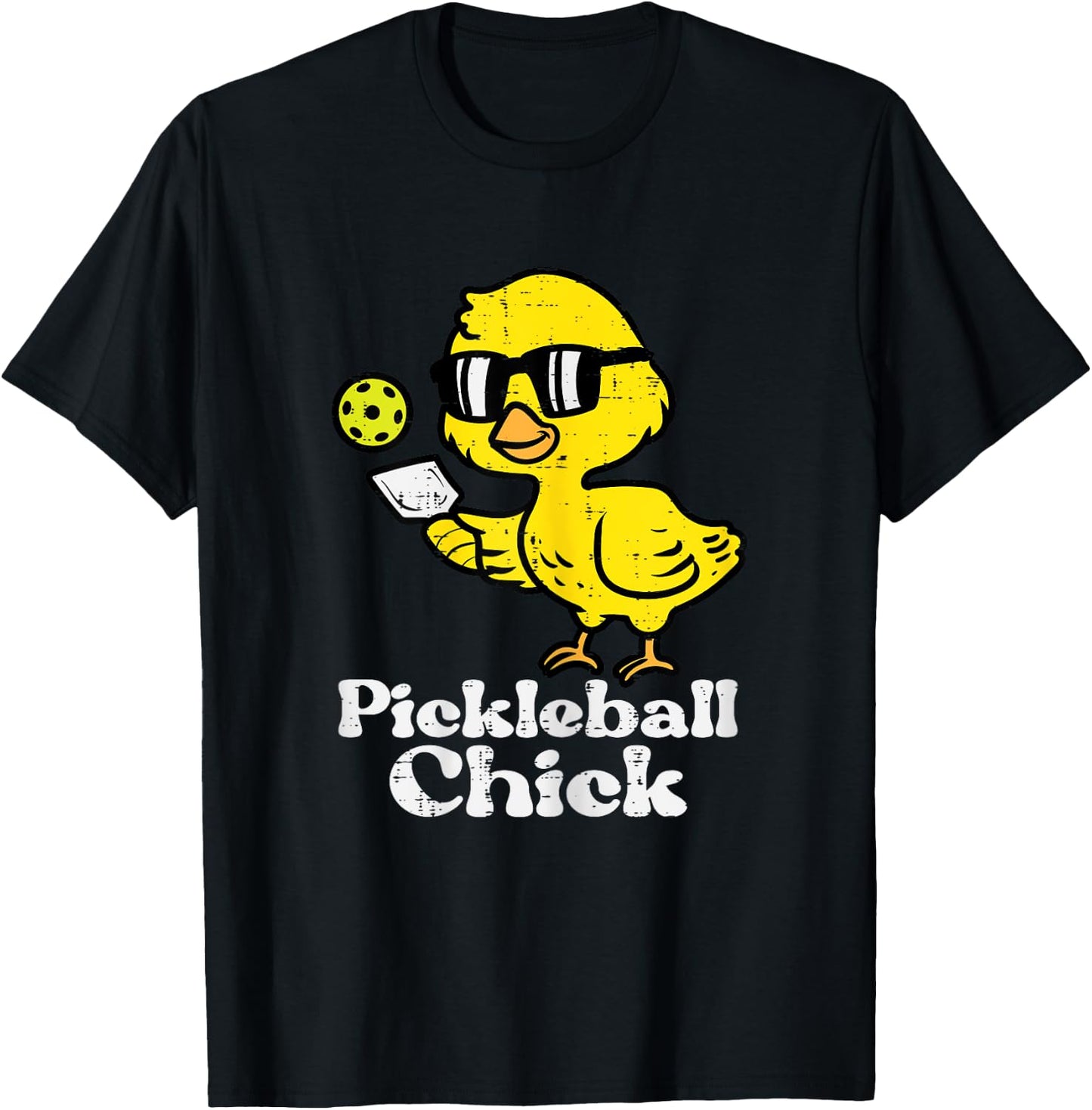 Pickleball Chick Funny Pickle Ball Women Girls Kids Toddler T-Shirt - T-Shirt | Black