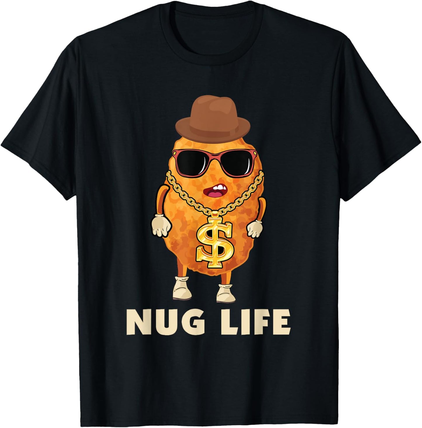 Funny Chicken Nugget Nug Life Tenders Gangster Costume T-Shirt - T-Shirt | Black