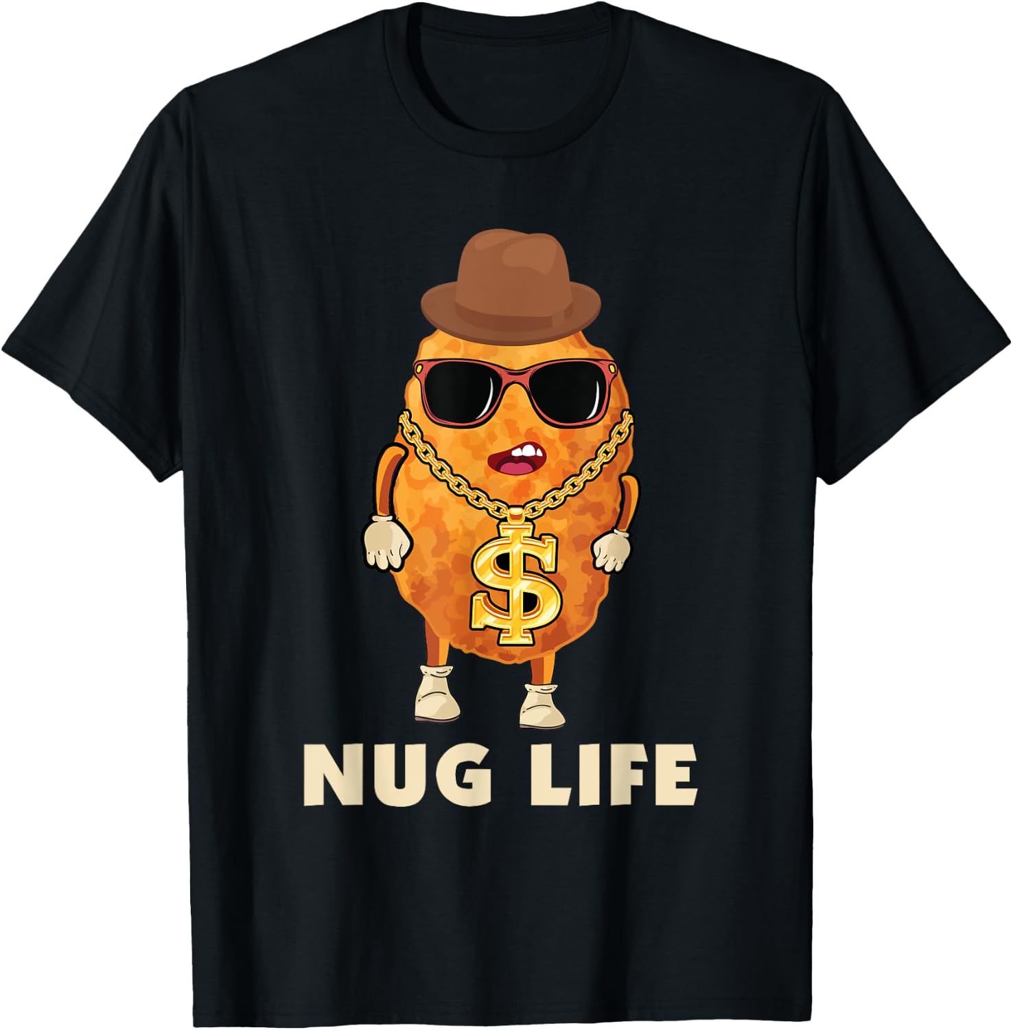 Funny Chicken Nugget Nug Life Tenders Gangster Costume T-Shirt - T-Shirt | Black