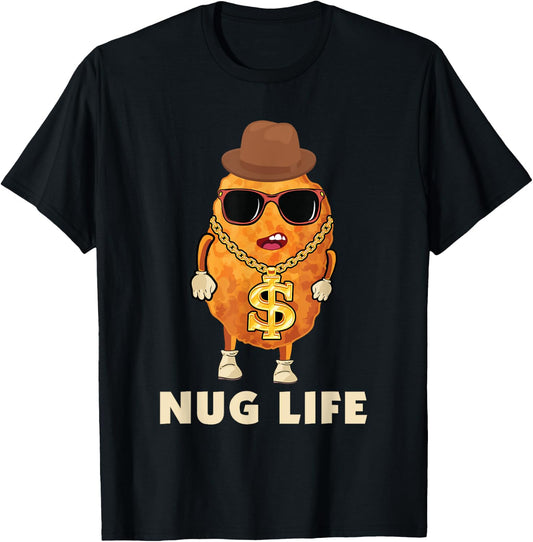 Funny Chicken Nugget Nug Life Tenders Gangster Costume T-Shirt - T-Shirt | Black
