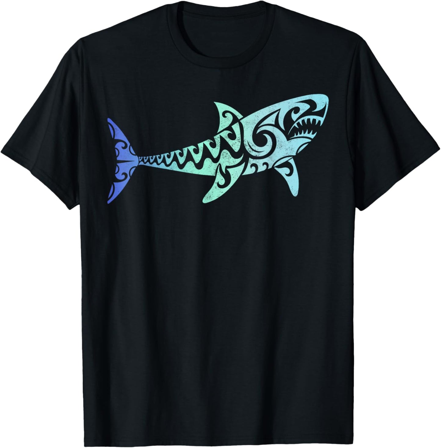 Hawaii Polynesian Tribal Shark Aloha State Surfing T-Shirt - T-Shirt | Black