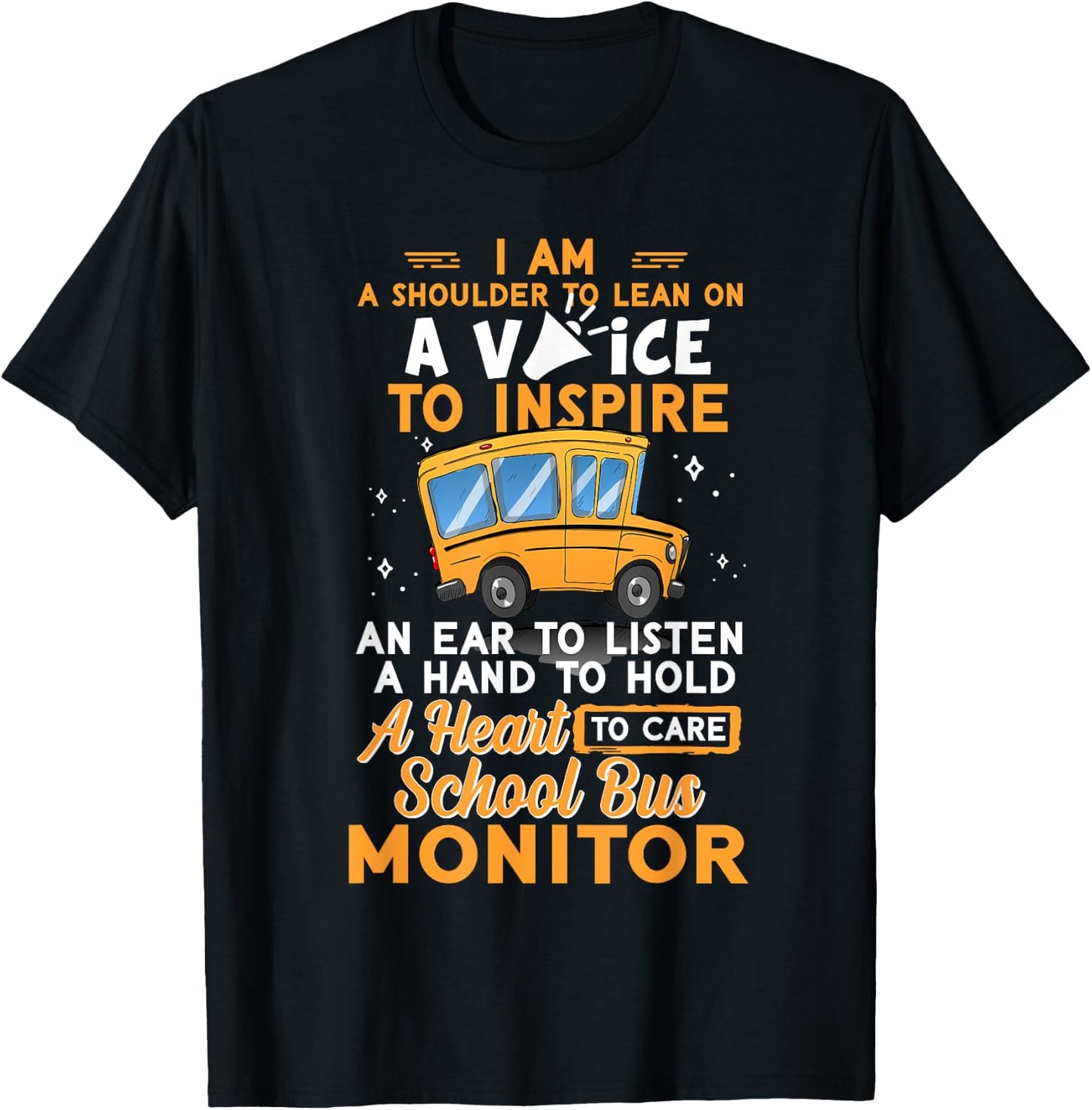 School Bus Monitor A Shoulder To Lean On A Voice To Inspire T-Shirt - T-Shirt | Black