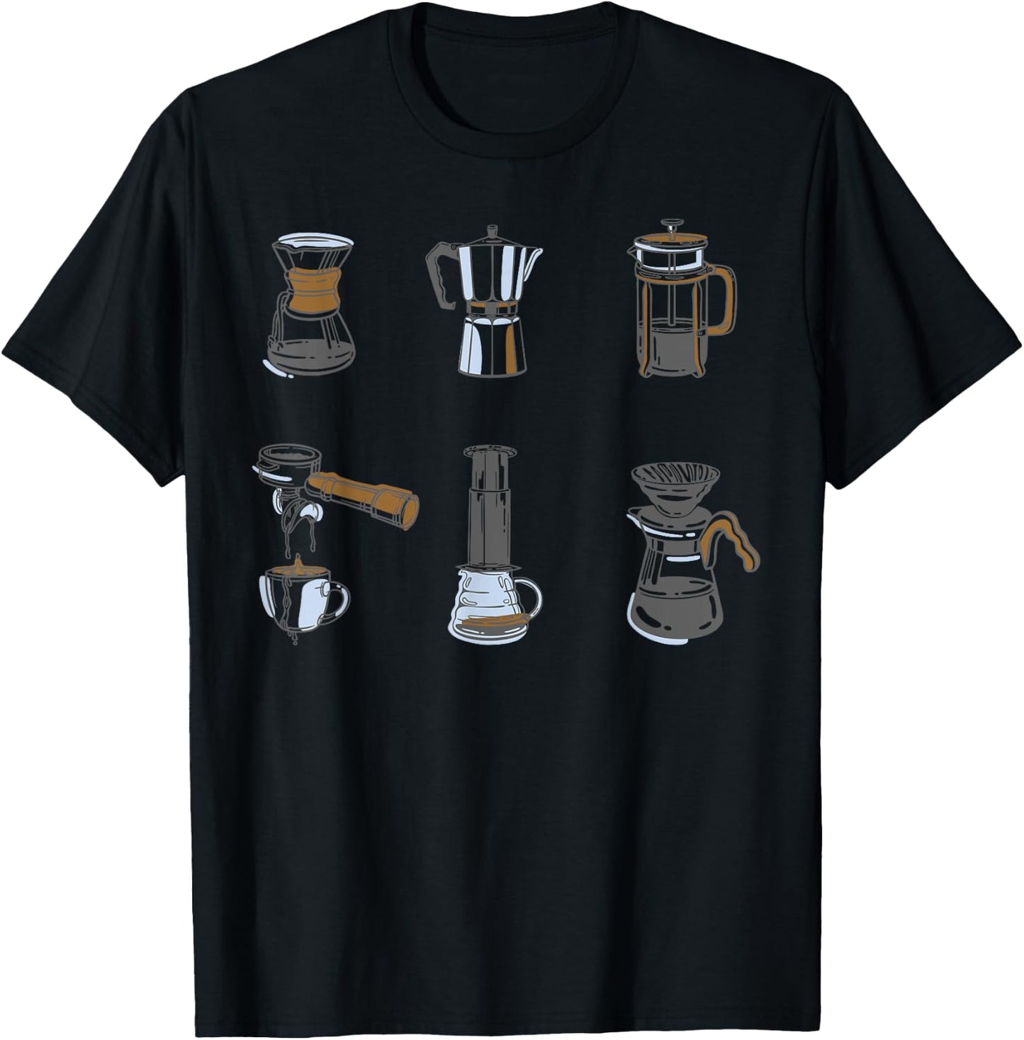 Type Of Coffee Makers Shirt Women Barista T-Shirt - T-Shirt | Black