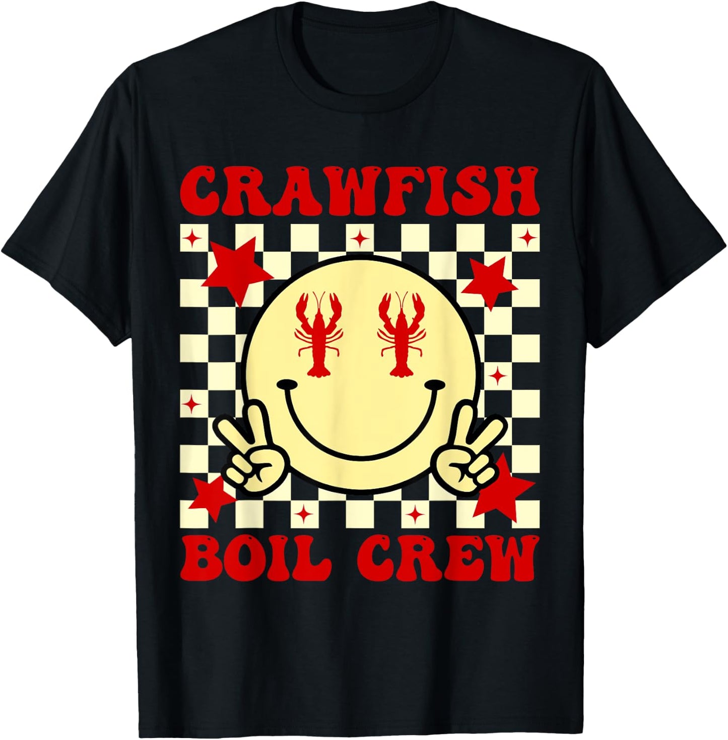Crawfish Boil Crew Boys Girls Kid Crawfish Season Smile Face T-Shirt - T-Shirt | Black