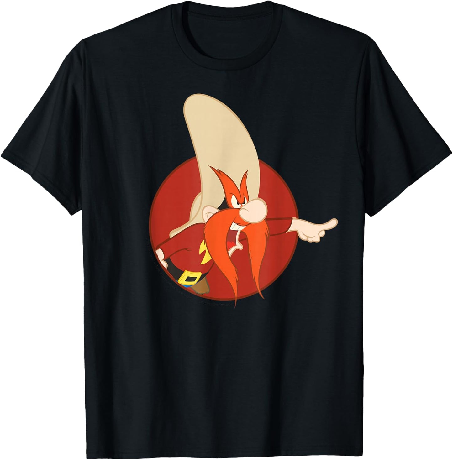 Looney Tunes Yosemite Sam Red Circle Portrait T-Shirt - T-Shirt | Black
