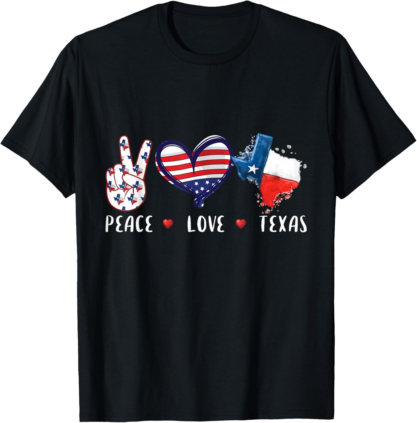 Peace Love Texas Flag Grown Souvenirs Women Kids Small T-Shirt - T-Shirt | Black