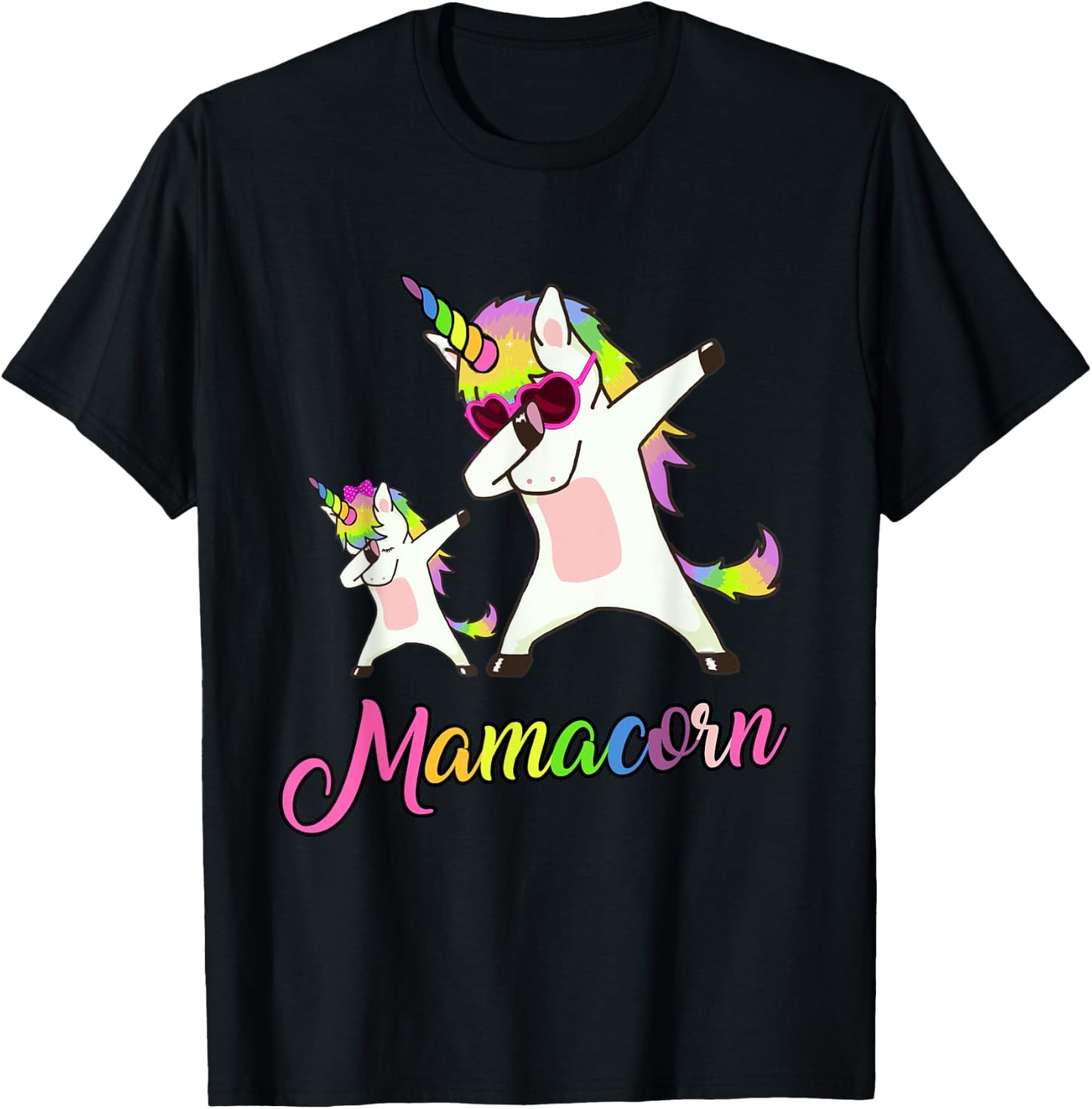 Mamacorn Funny Unicorn Mommy Unicorn Girl and Mother T-Shirt - T-Shirt | Black