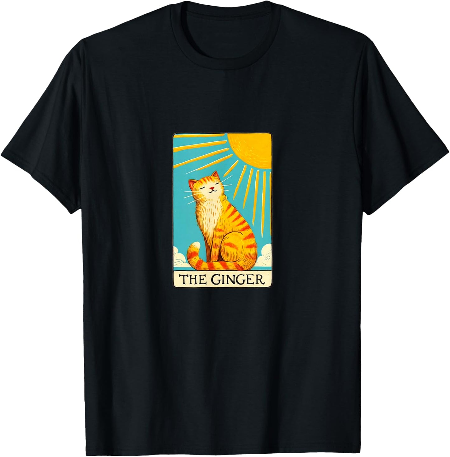 Ginger Cat Tarot Card fun the Ginger orange cat Men Women Girls Kids T-Shirt - T-Shirt | Black