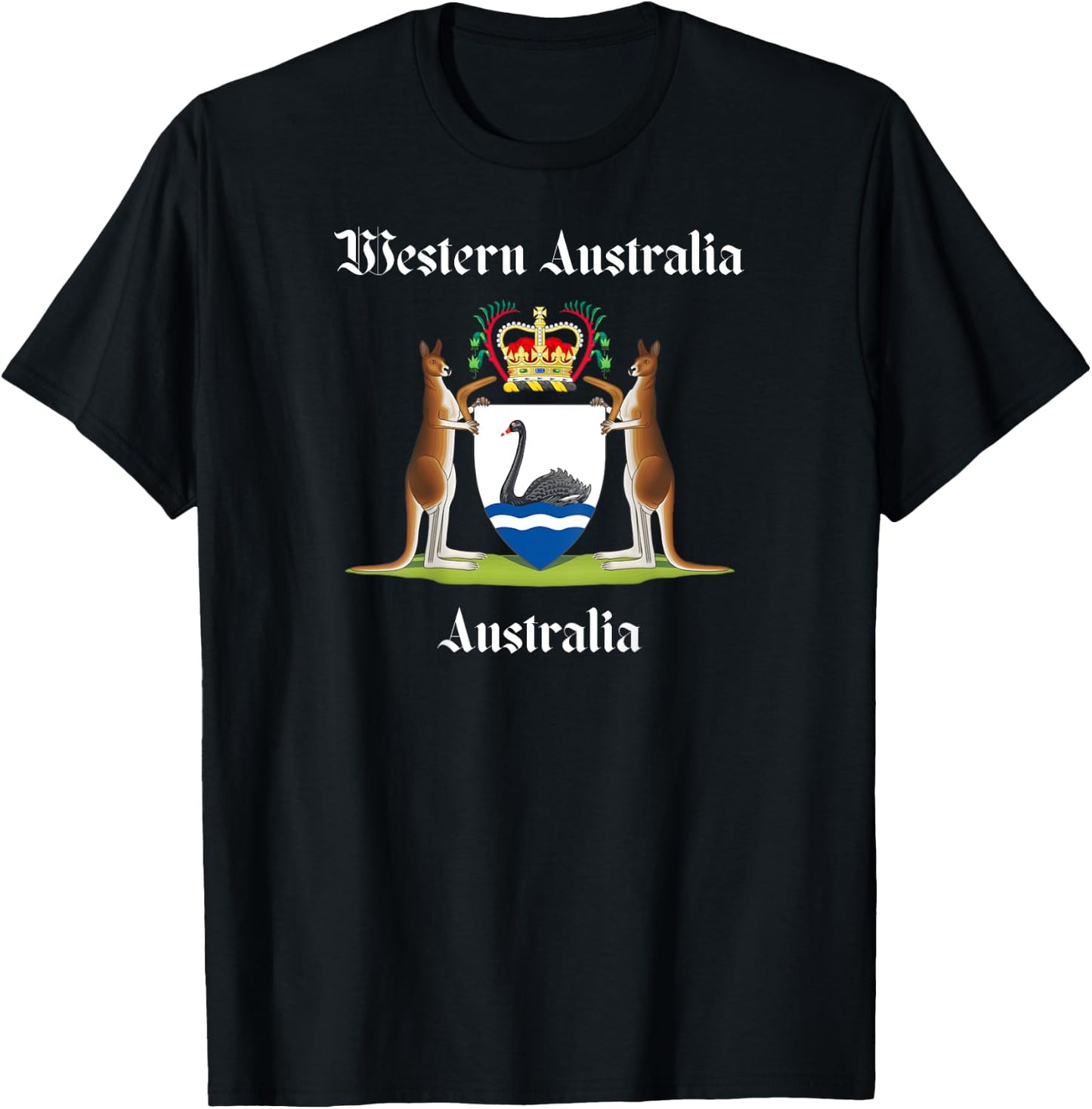 BACK PRINT - Coat of Arms - Western Australia T-Shirt - T-Shirt | Black