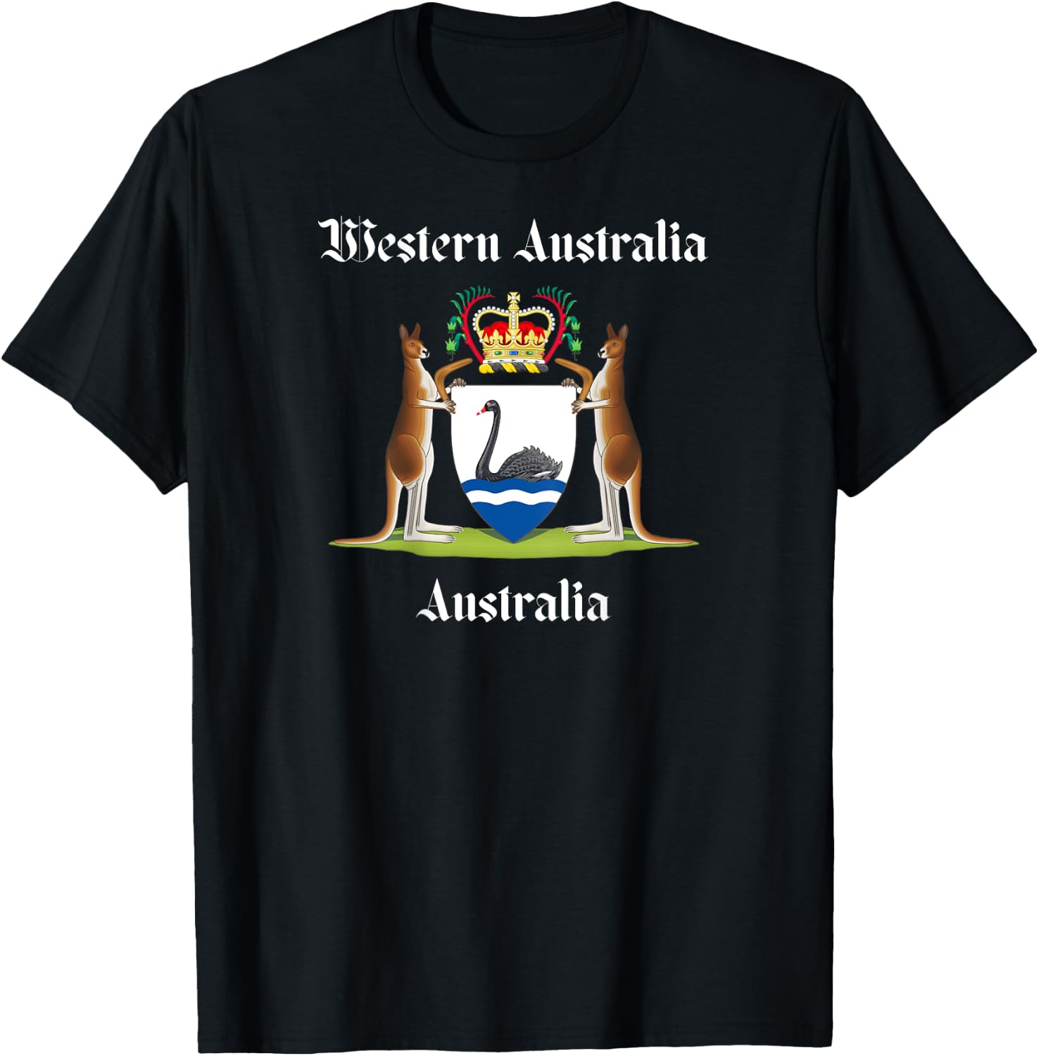 BACK PRINT - Coat of Arms - Western Australia T-Shirt - T-Shirt | Black