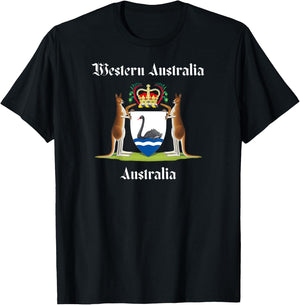 BACK PRINT - Coat of Arms - Western Australia T-Shirt - T-Shirt | Black