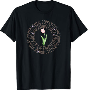 Theology Tulip Girl Reformed Christian Calvinist T-Shirt - T-Shirt | Black