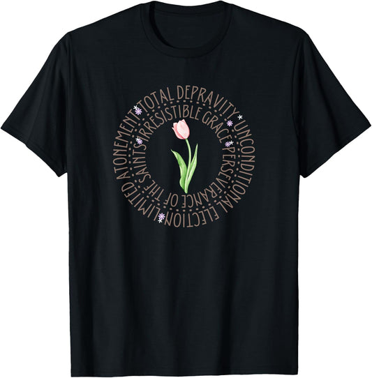 Theology Tulip Girl Reformed Christian Calvinist T-Shirt - T-Shirt | Black