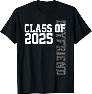 Senior 2025 Class Grad Proud Boyfriend Class of 2025 T-Shirt - T-Shirt | Black