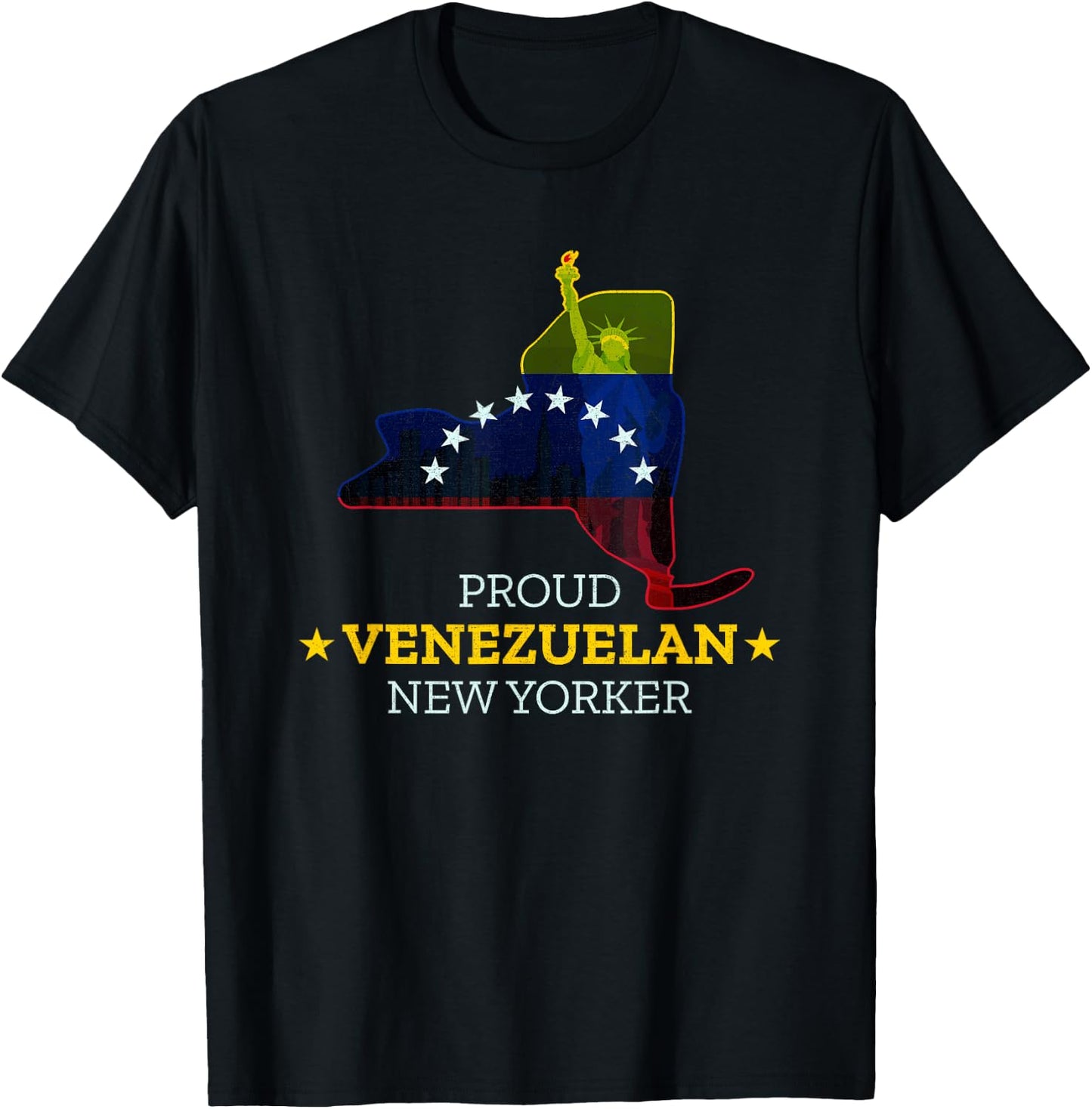 Proud Venezuelan New Yorker - New York Map Venezuela Flag T-Shirt - T-Shirt | Black