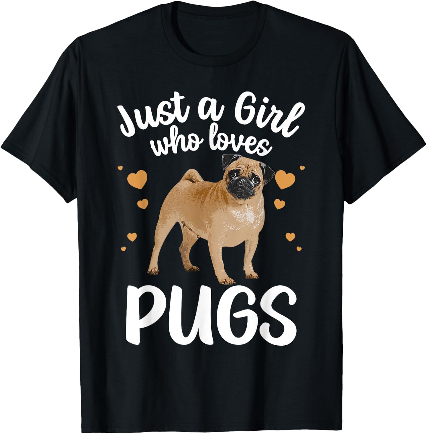 Cool Pug Art For Girls Women Kids Pug Dog Animal Puppy Lover T-Shirt - T-Shirt | Black