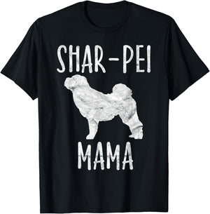 Vintage Shar-Pei Mama Gift Sharpei Mom Dog Owner Mother T-Shirt - T-Shirt | Black