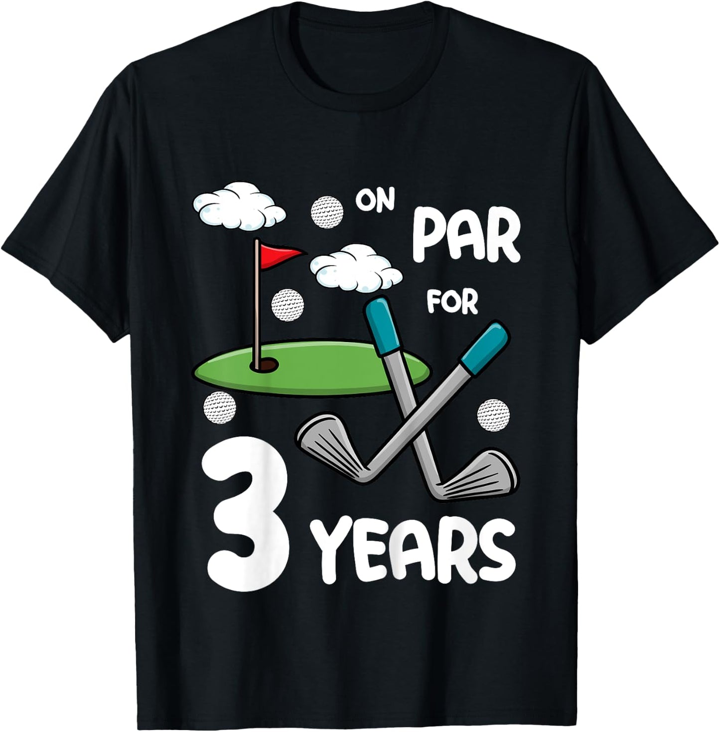3rd Birthday Golf Funny Golfer 3 Year Old Boy Girl T-Shirt - T-Shirt | Black