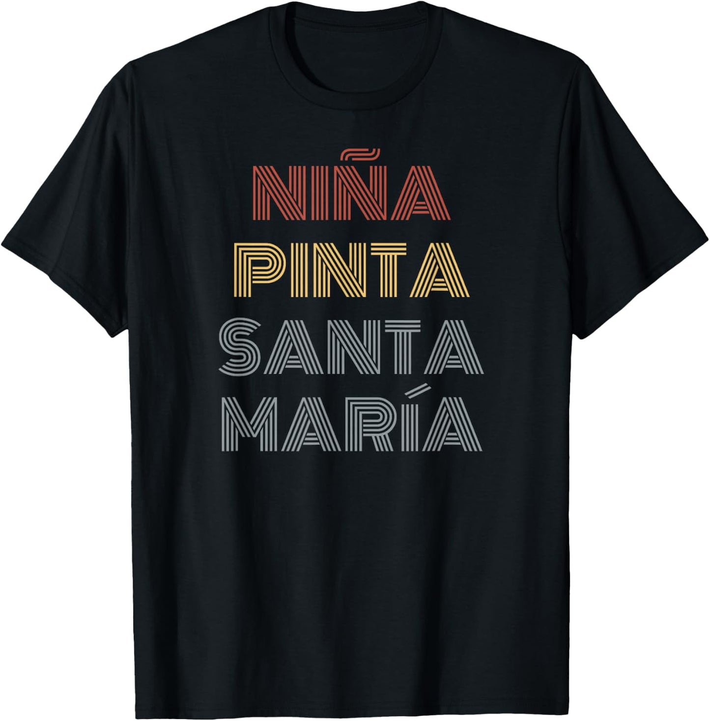 "Niña, Pinta, Santa Maria" History, Christopher Columbus Day T-Shirt - T-Shirt | Black