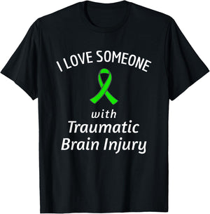 Brain Injury Raise Awareness Love Someone Traumatic Ribbon T-Shirt - T-Shirt | Black