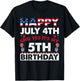 Happy July 4th and Yes It's My 5th Birthday Independence Day T-Shirt - T-Shirt | Black