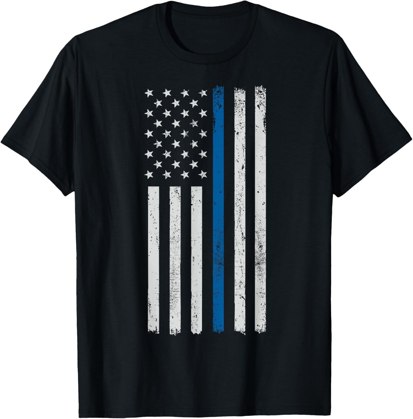 American Flag Thin Blue Line Police Support Lives Matter US T-Shirt - T-Shirt | Black